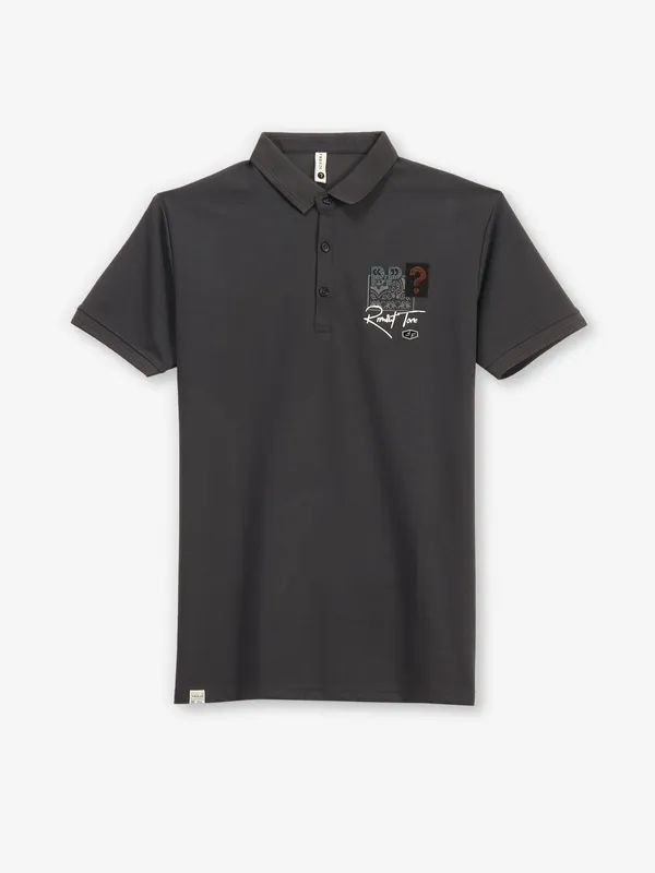 FREEZE dark grey cotton polo t-shirt