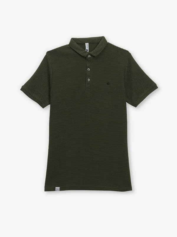 FREEZE green textured cotton t-shirt