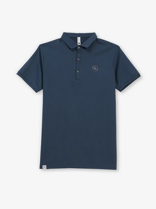 FREEZE indigo blue cotton slim fit polo t-shirt