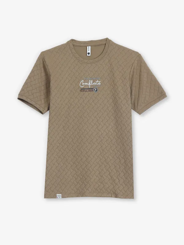 FREEZE khaki texture cotton t-shirt
