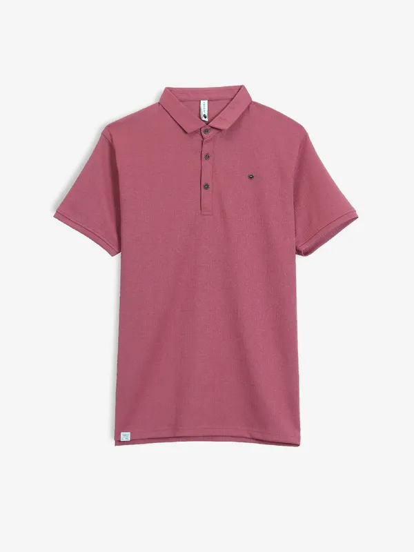 FREEZE maroon plain cotton t-shirt