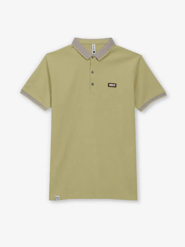 FREEZE mehendi yellow plain cotton t-shirt