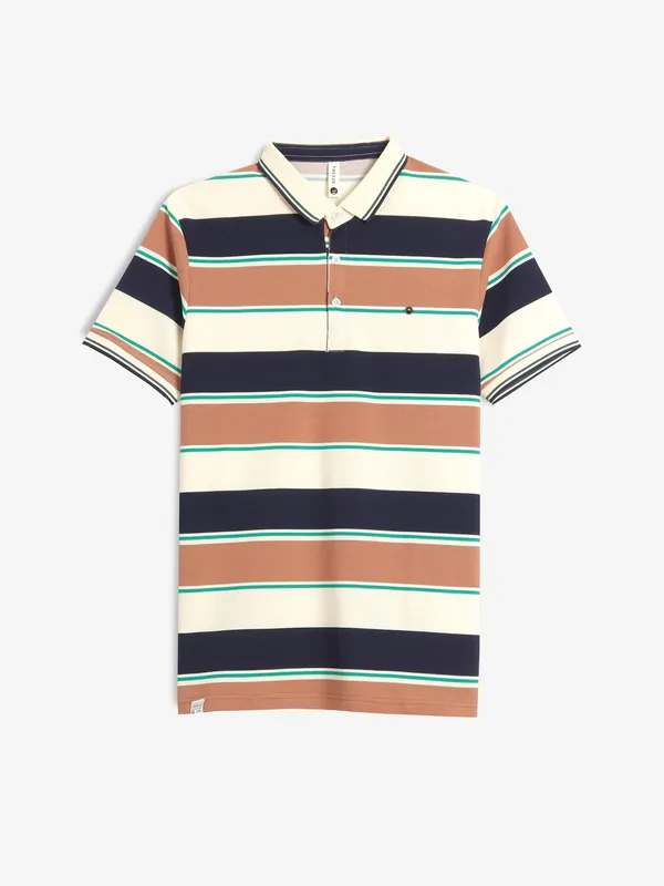 FREEZE navy stripe polo t-shirt