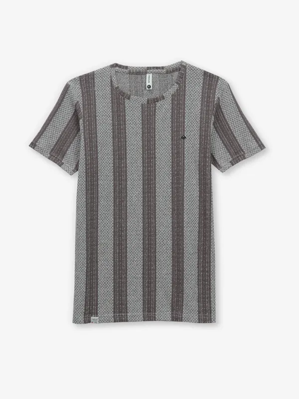 FREEZE off-white and brown stripe t-shirt
