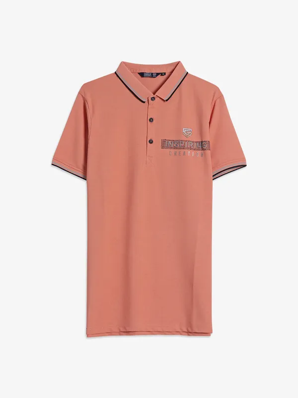 Freeze peach cotton polo t shirt