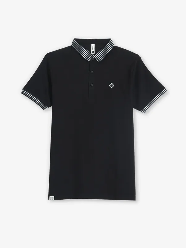 FREEZE plain black polo t-shirt in cotton