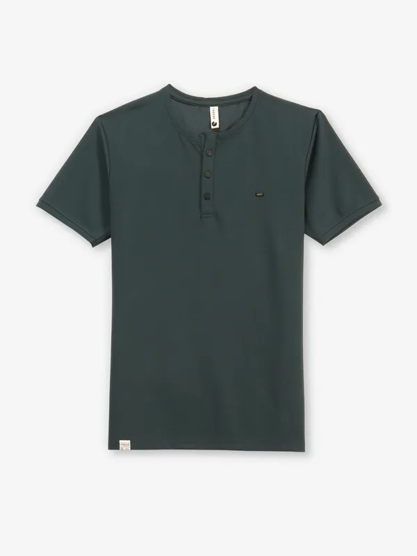 FREEZE plain bottle green cotton t-shirt