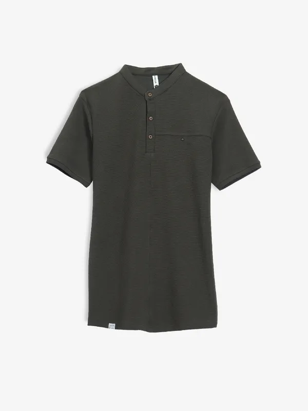 FREEZE plain olive cotton t-shirt