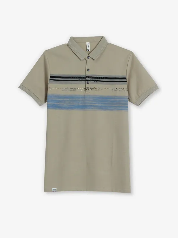 FREEZE printed khaki cotton t-shirt