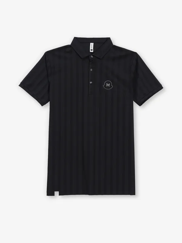 FREEZE striped black slim fit cotton polo t-shirt