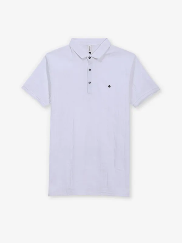 FREEZE taxtured white slim fit polo t-shirt