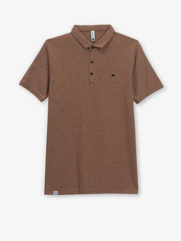 FREEZE textured brown cotton t-shirt