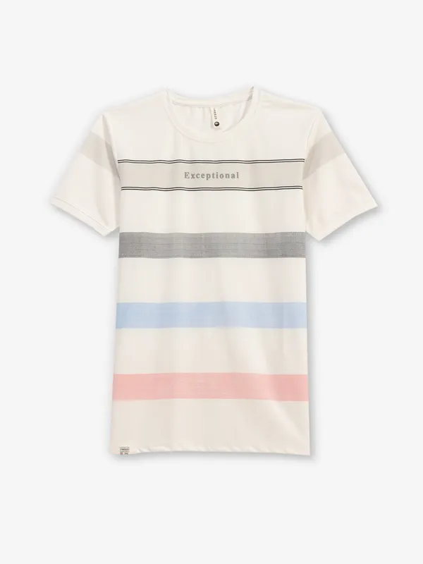 FREEZE white color block cotton t-shirt