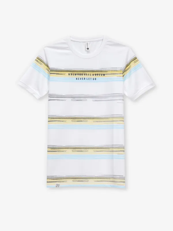 FREEZE white printed casual cotton slim fit