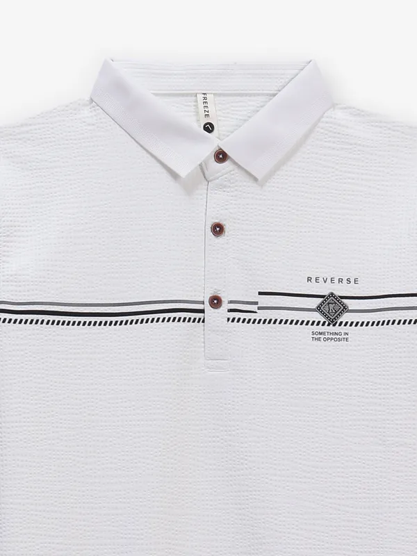 FREEZE white textured cotton t-shirt