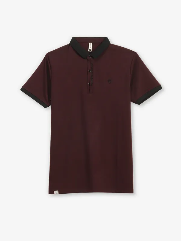 FREEZE wine plain cotton polo t-shirt