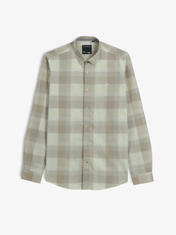 FRIO beige checks cotton full sleeve shirt