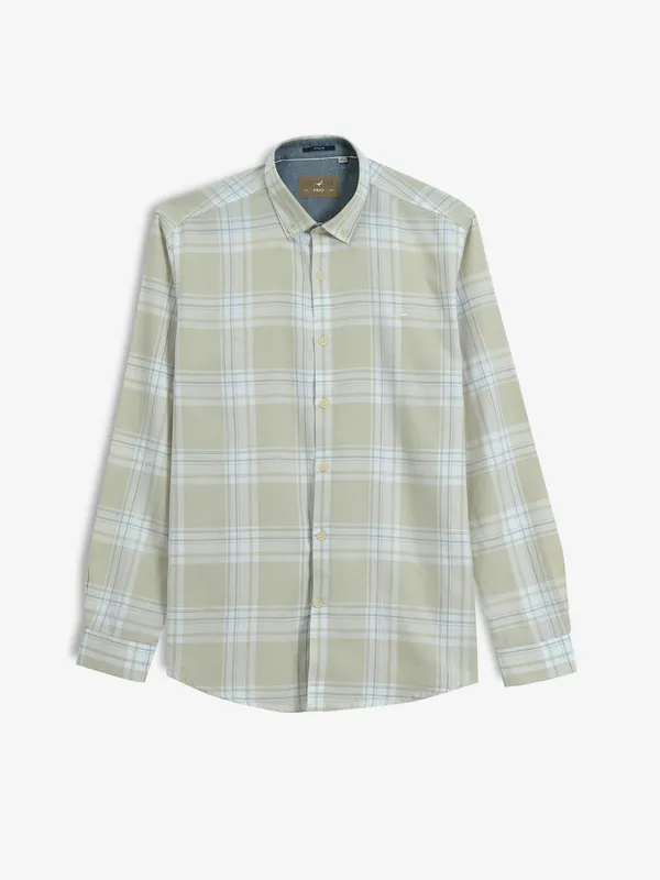 FRIO checks cream cotton shirt