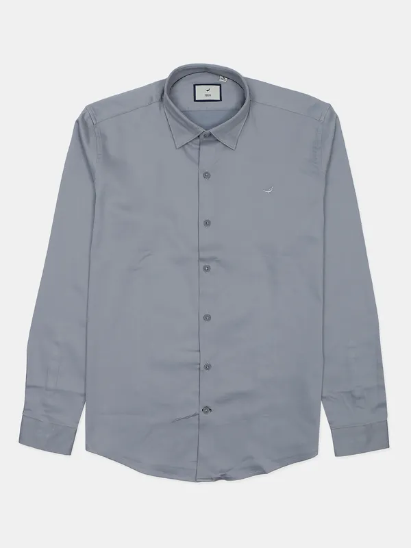 Frio light grey cotton plain shirt