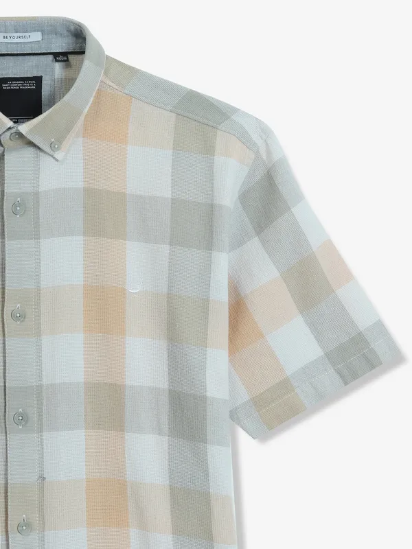 FRIO peach checks cotton casual shirt
