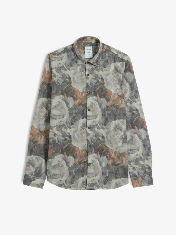 FRIO printed grey cotton casual shirt