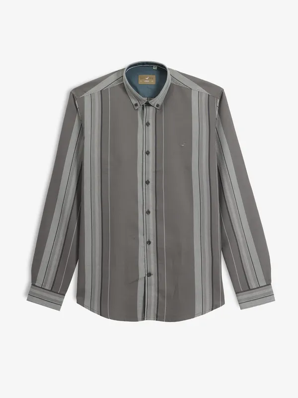 FRIO stripe brown cotton shirt