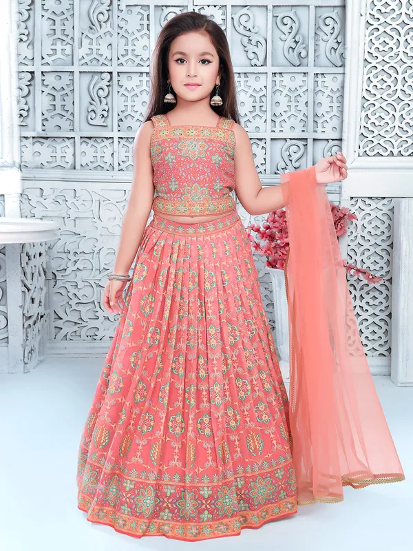 Georgette peach wedding wear lehenga choli