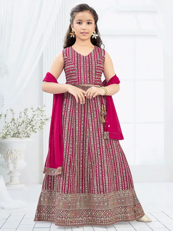 Georgette pink lehenga choli for girls