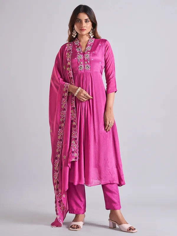 Georgette rani color salwar suit