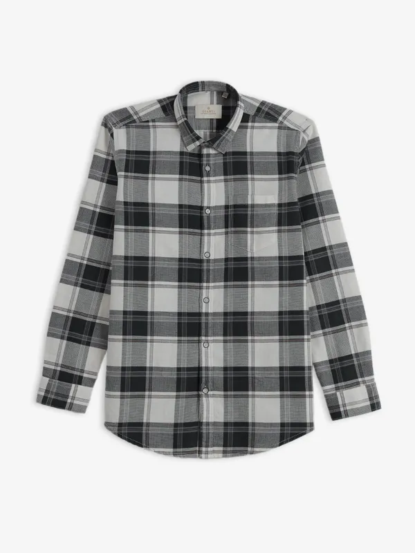 GIANTI beige and black cotton shirt with checks