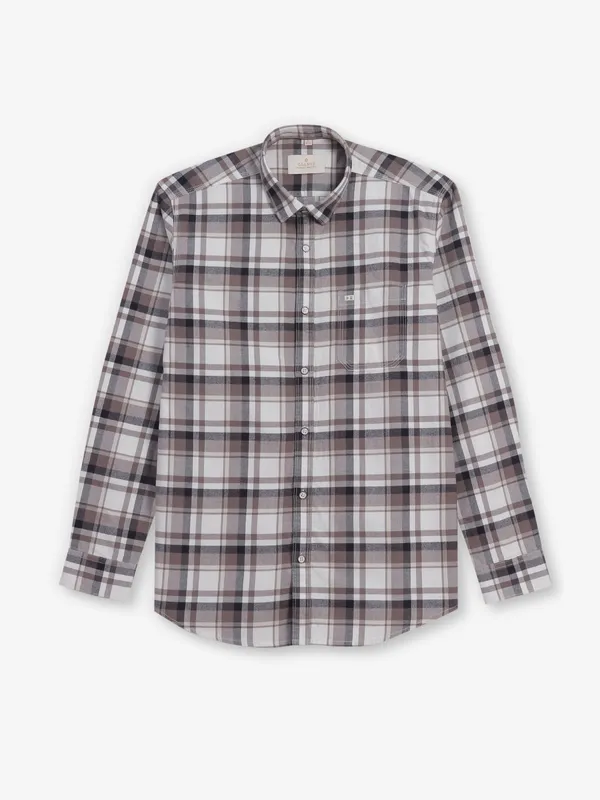 GIANTI beige and brown cotton shirt with checks