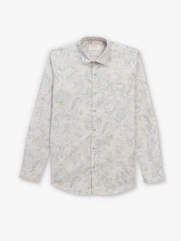 GIANTI beige printed cotton casual shirt for men