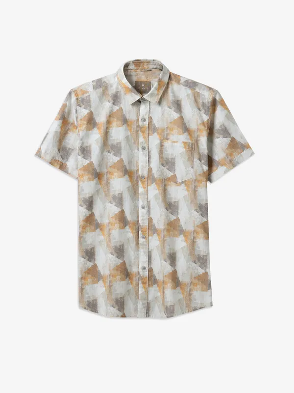 GIANTI beige printed half sleeve shirt