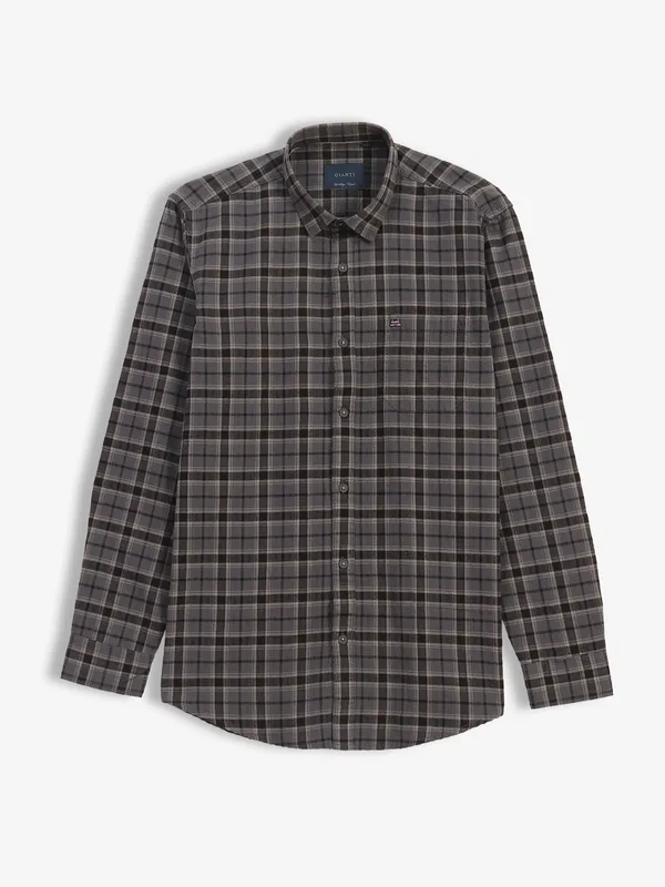 GIANTI black checks full sleeve cotton shirt