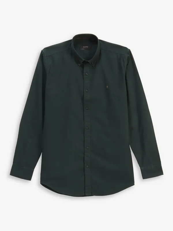 GIANTI bottle green plain cotton shirt