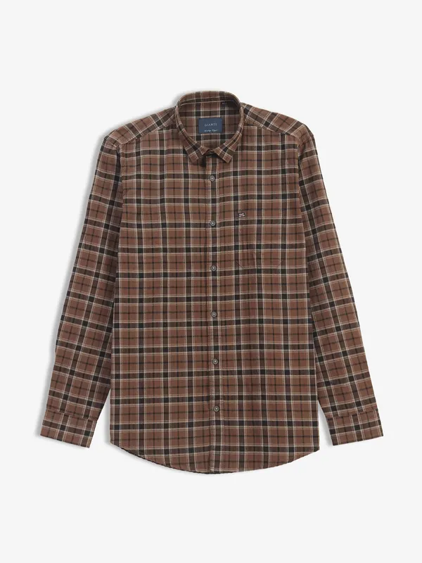 GIANTI brown checks cotton shirt