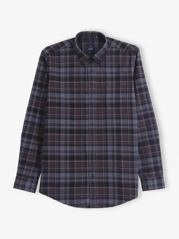 GIANTI brown cotton checks shirt