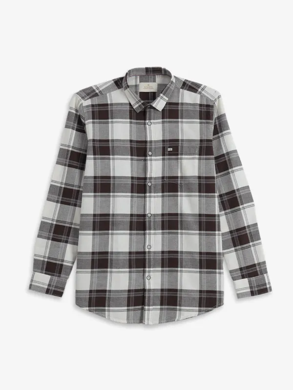 GIANTI checked cotton shirt in beige and wine
