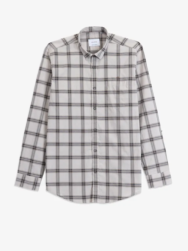 GIANTI checkered cream cotton full sleeve shirt