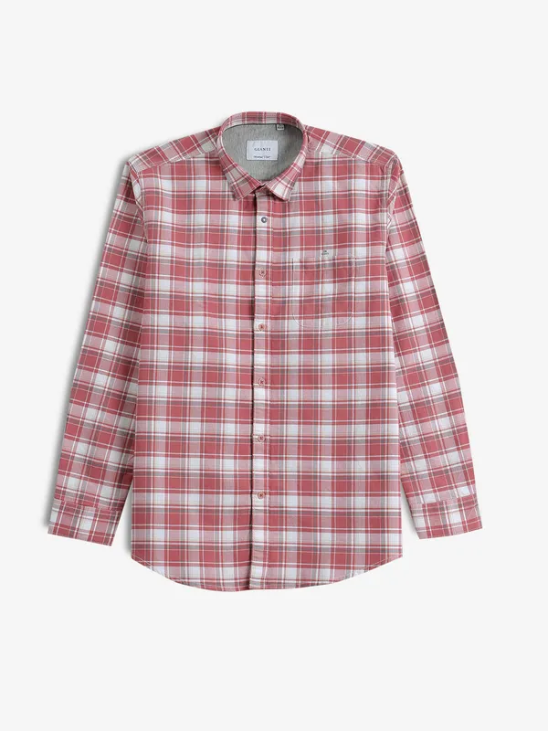 GIANTI checks dark pink cotton casual shirt