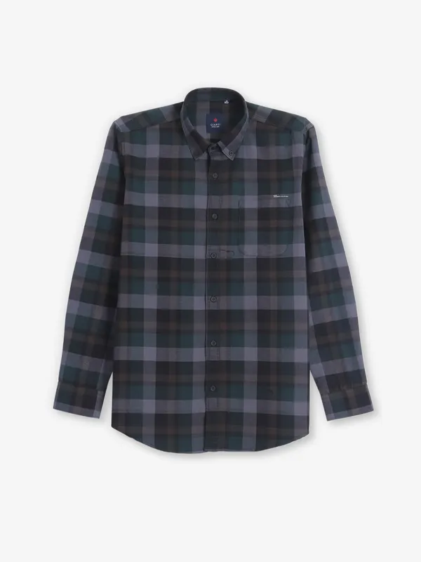 GIANTI checks green cotton shirt