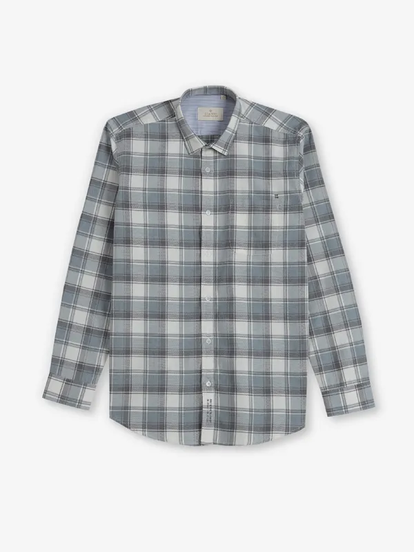 GIANTI checks grey cotton shirt