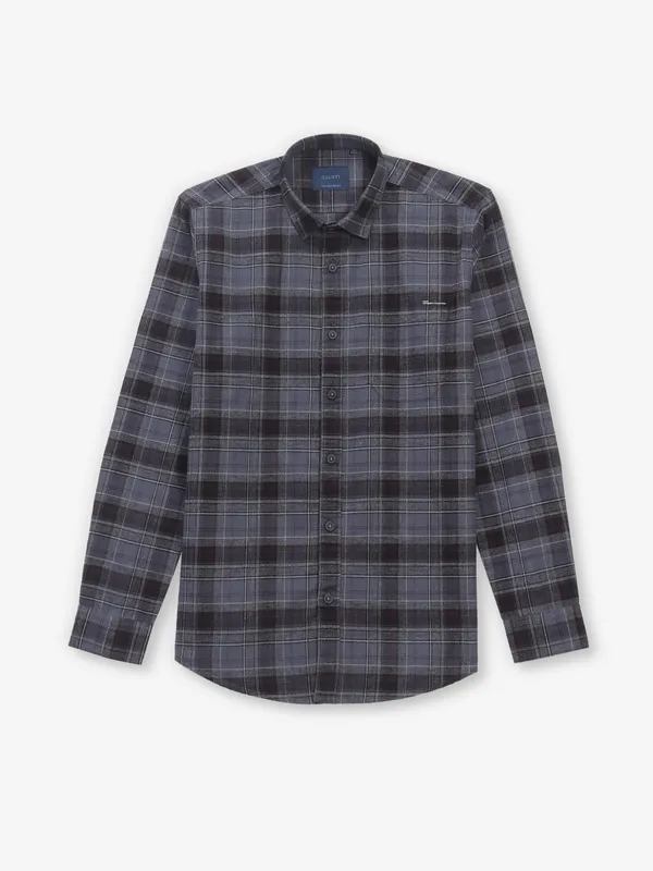 GIANTI cotton grey checked shirt