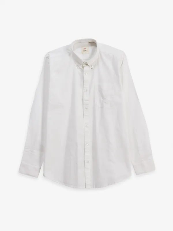 GIANTI cotton plain white full sleeve shirt