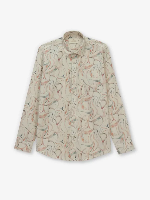 GIANTI cream cotton shirt with checked