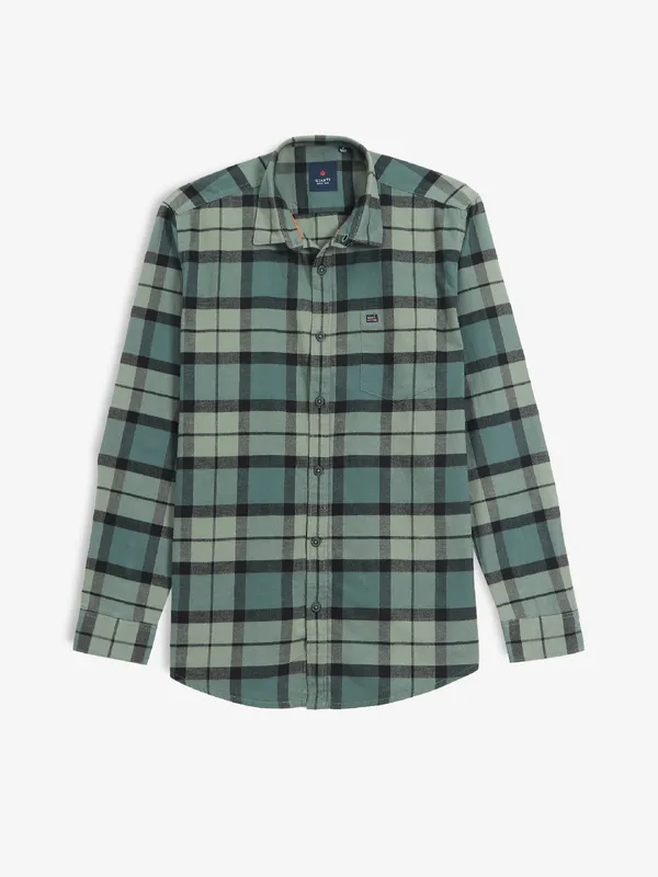 GIANTI dark green checks shirt in cotton