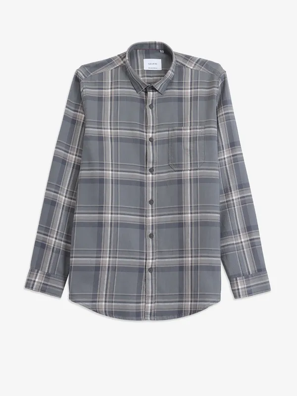GIANTI grey checkered  full sleeve cotton shirt