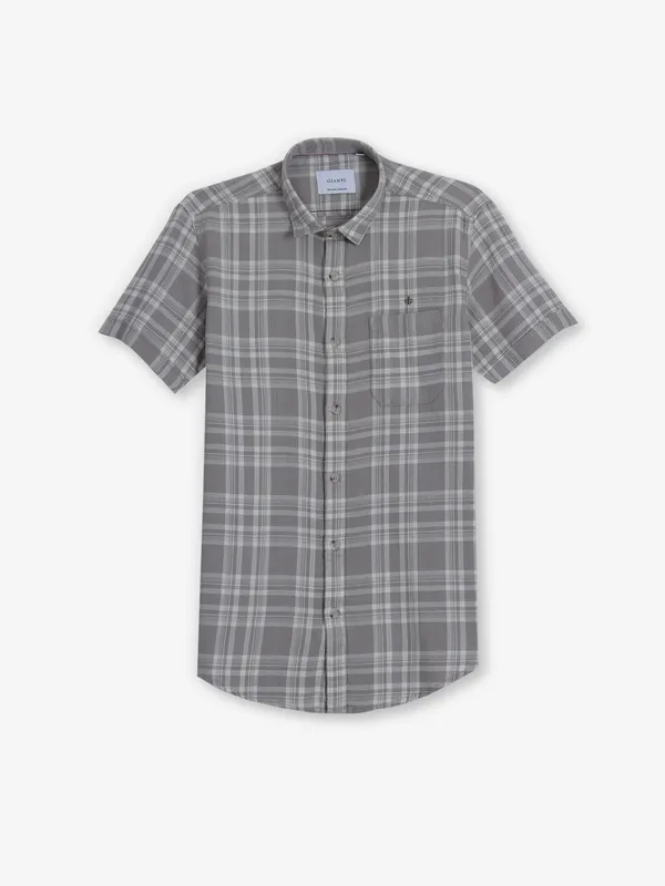 GIANTI grey checks cotton shirt for men