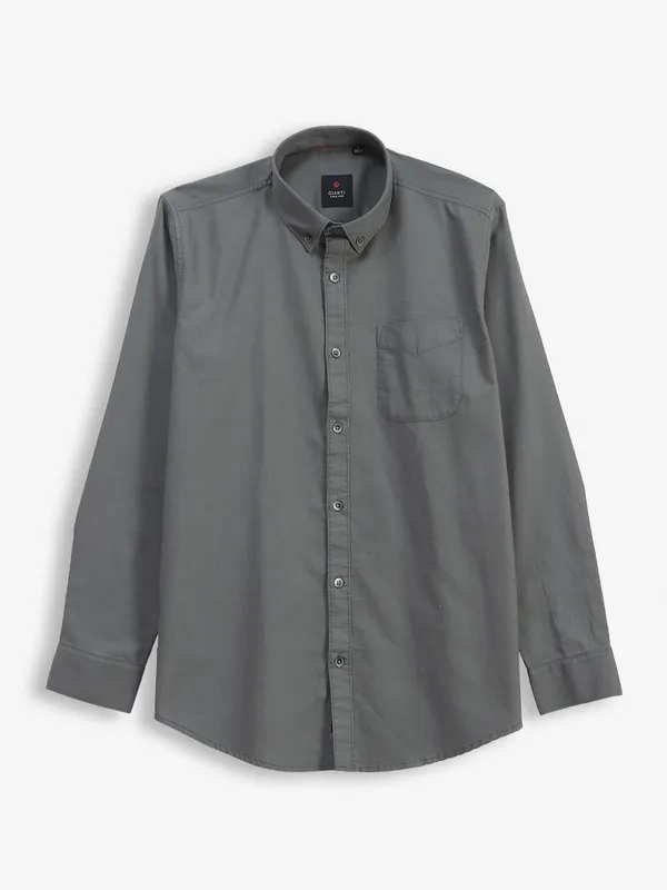 GIANTI grey plain cotton shirt