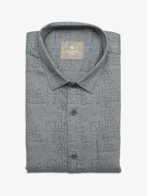 Gianti grey printed half sleeve shirt